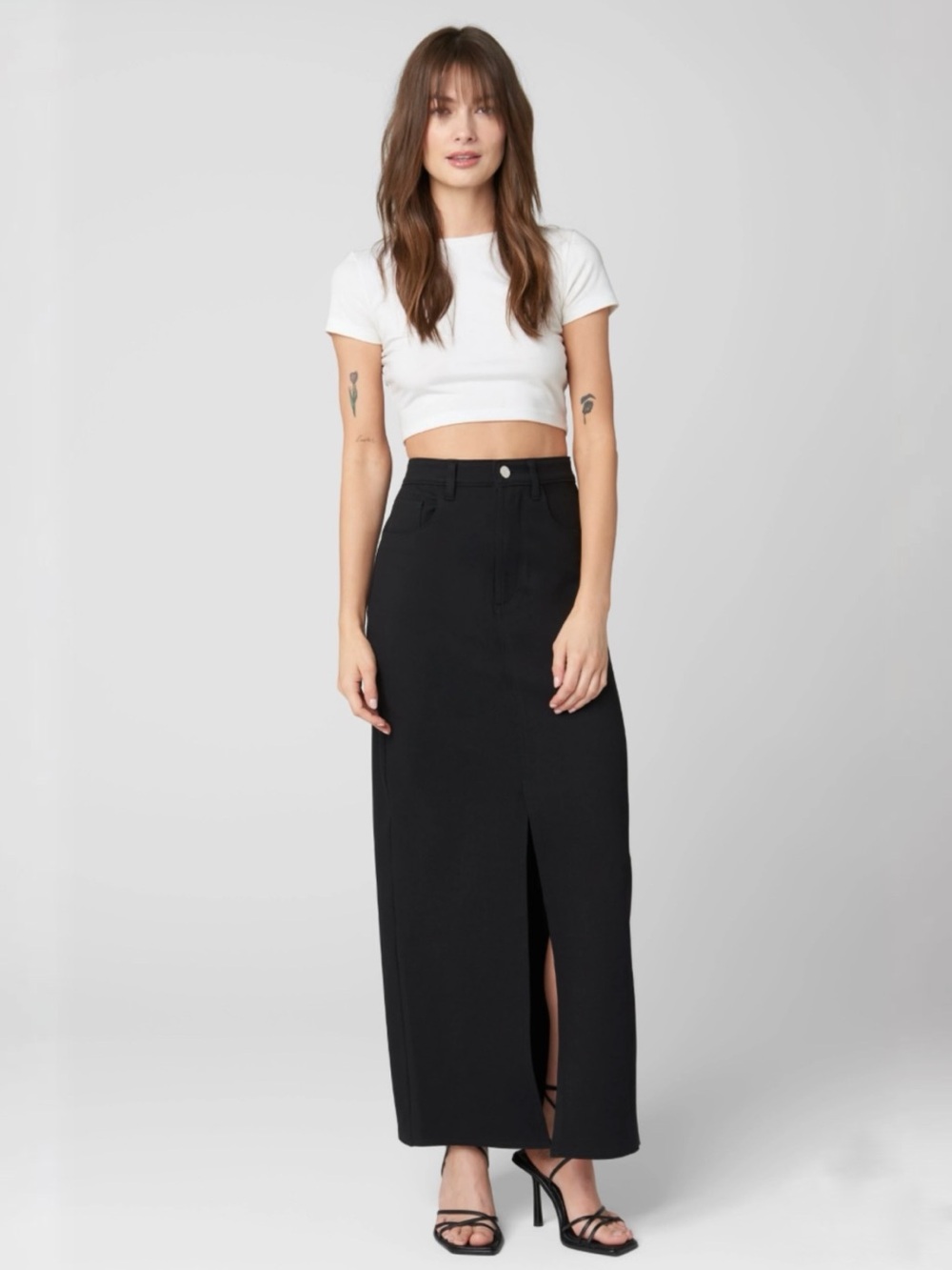 Blank NYC Midnight Train Pencil Skirt Black Maxi Stretch 90s Column Skirt Sz 29